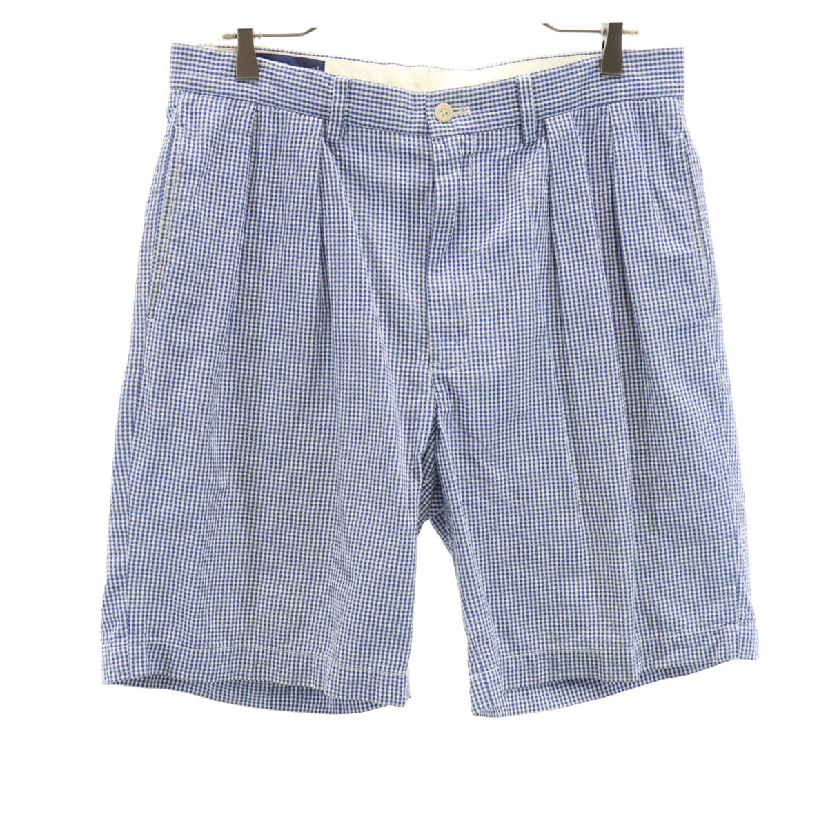 古着 POLO GOLF RALPH LAUREN ポロゴルフラルフローレン チェック柄 シアサッカー ショートパンツ W32 ブルー メンズ 【中古】