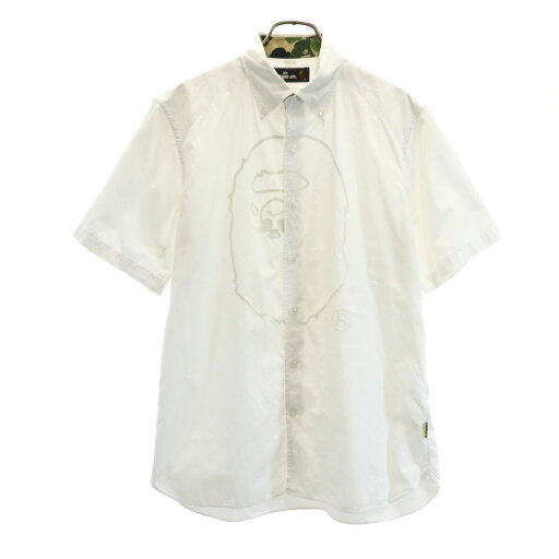 古着 Mr. BATHING APE ミスターベイシングエイプ 日本製 半袖 ボタンダウンシャツ L ホワイト メンズ 【中古】 古着 Mr. BATHING APE ミスターベイシングエイプ 日本製 半袖 ボタンダウンシャツ L ホワイト メンズ 【中古】