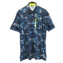 古着 OAKLEY オークリー カモフラ柄 半袖 ボタンダウン ポロシャツ M ネイビー 迷彩 メンズ 【中古】
