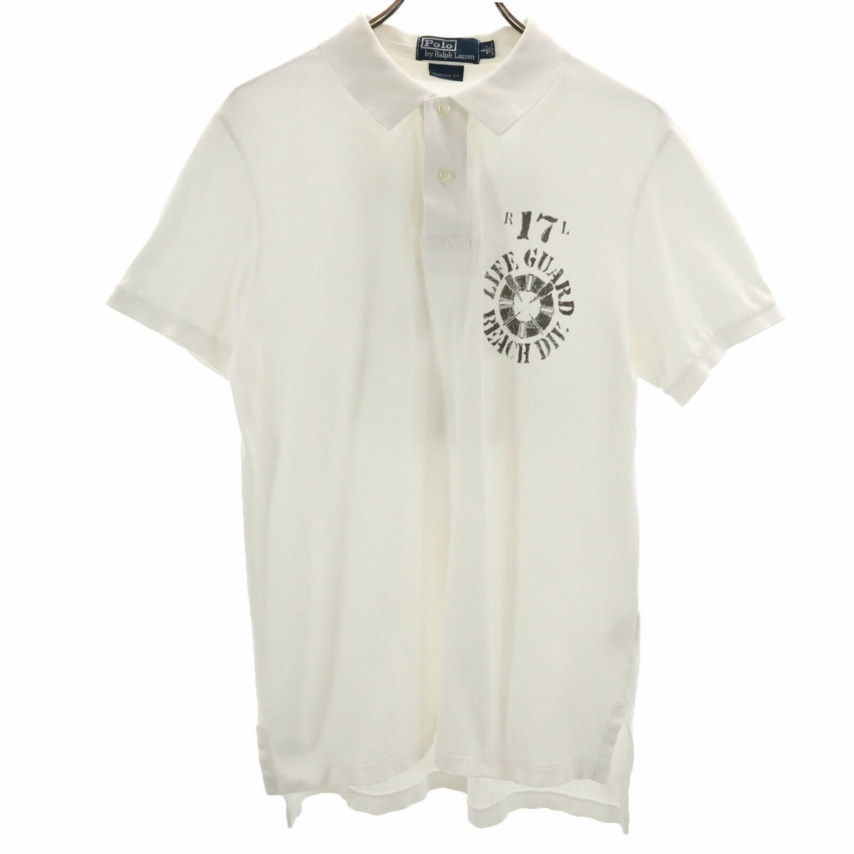 古着 Polo by Ralph Lauren ポロバイラルフローレン 半袖 カスタムフィット ポロシャツ L ホワイト 鹿の子 メンズ 【中古】