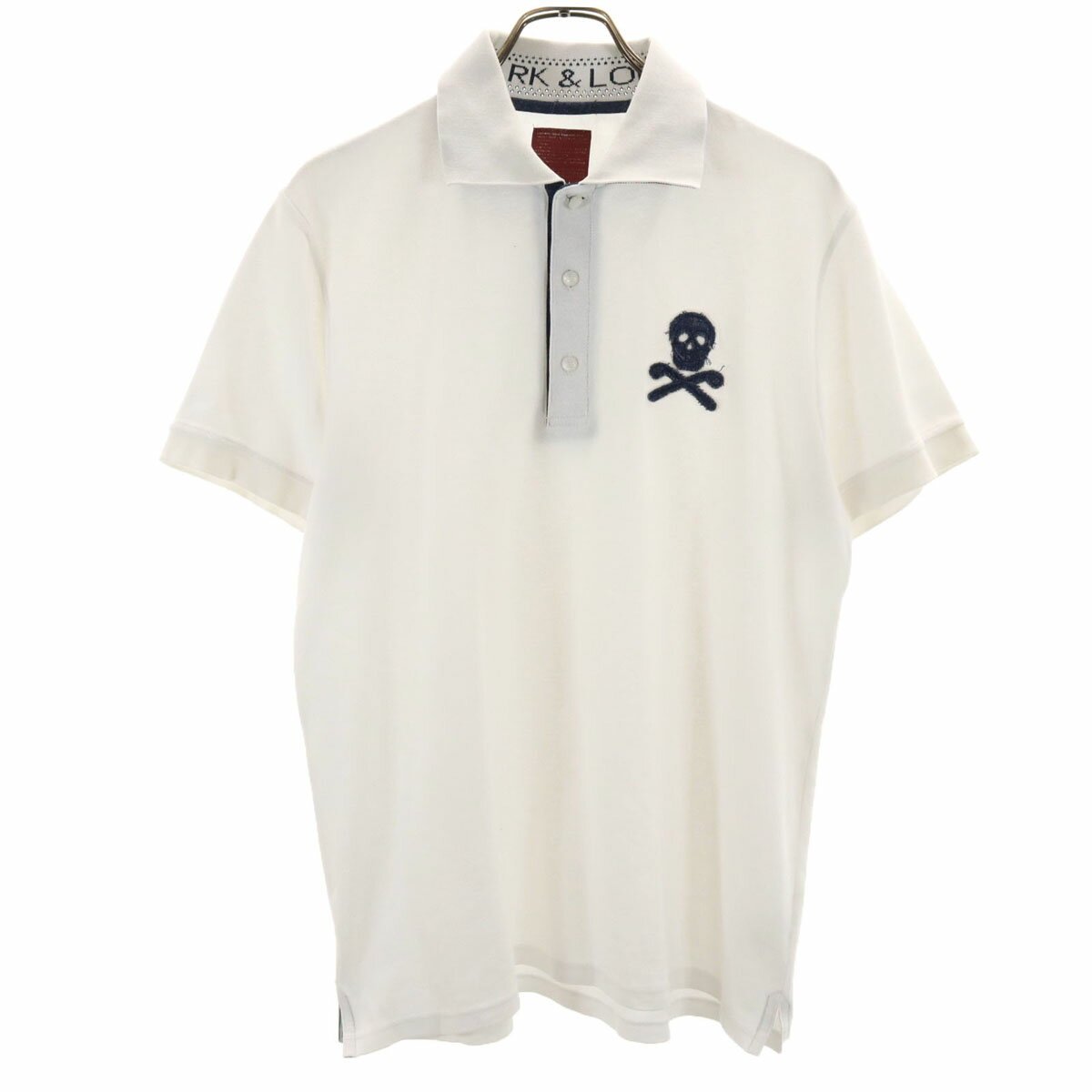 古着 MARK&LONA マークアンドロナ 日本製 ゴルフ 半袖 ポロシャツ XL 白 鹿の子地 メンズ 【中古】