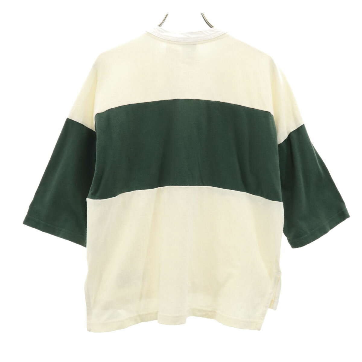 古着 Russell Athletic ラッセルアスレティック ボーダー柄 半袖 コットンシャツ M オフホワイト メンズ 【中古】