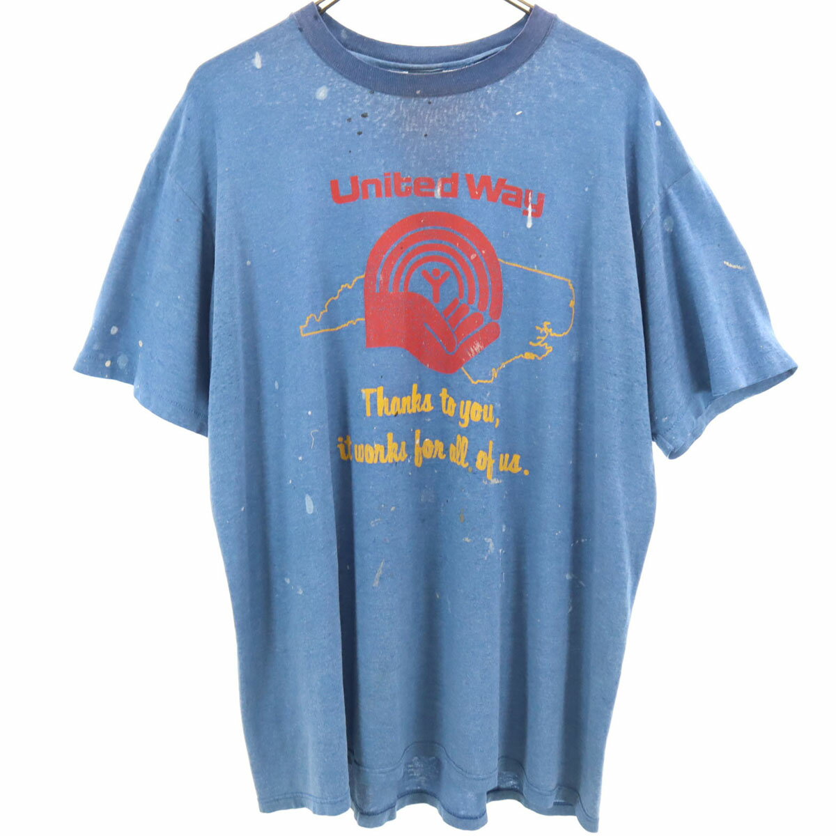古着 STEDMAN ステッドマン 90s USA製 オールド ユナイテッド・ウェイ 半袖 Tシャツ XL 青紺 メンズ 【中古】 【PD】