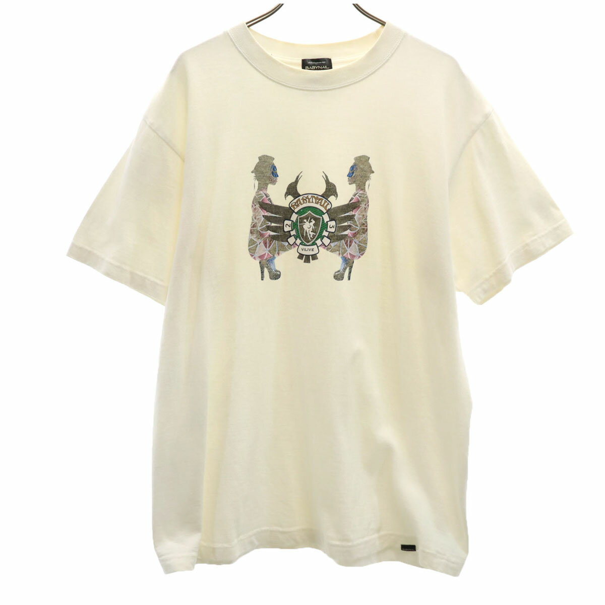 古着 BABY NAIL ベイビーネイル 半袖 Tシャツ L オフホワイト メンズ 【中古】