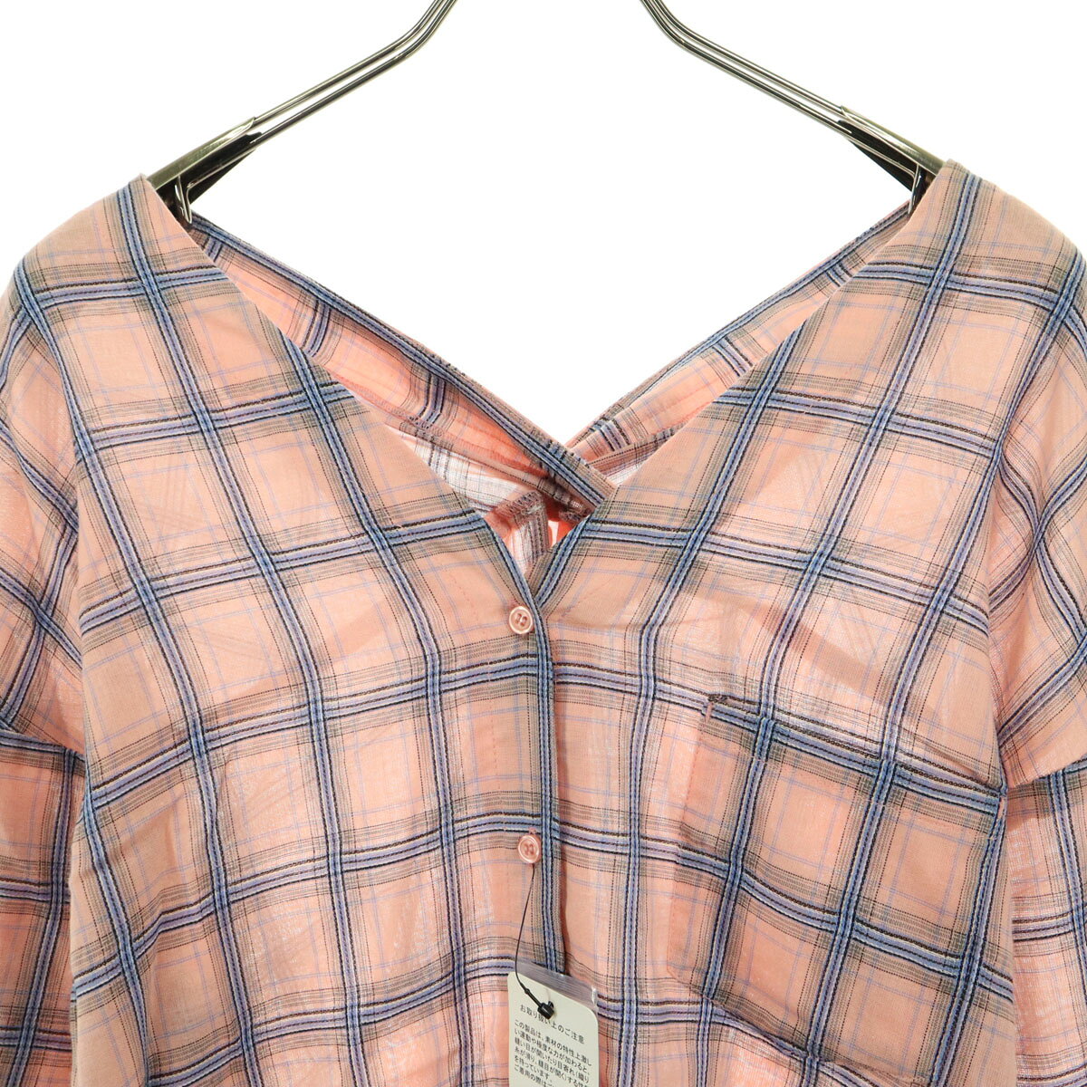 古着 未使用 nano universe ナノユニバース チェック柄 長袖 コットンシャツ F ピンク レディース 【中古】 【PD】 space01-10708671 古着、USED専門百貨店BIG2nd サンプル画像3