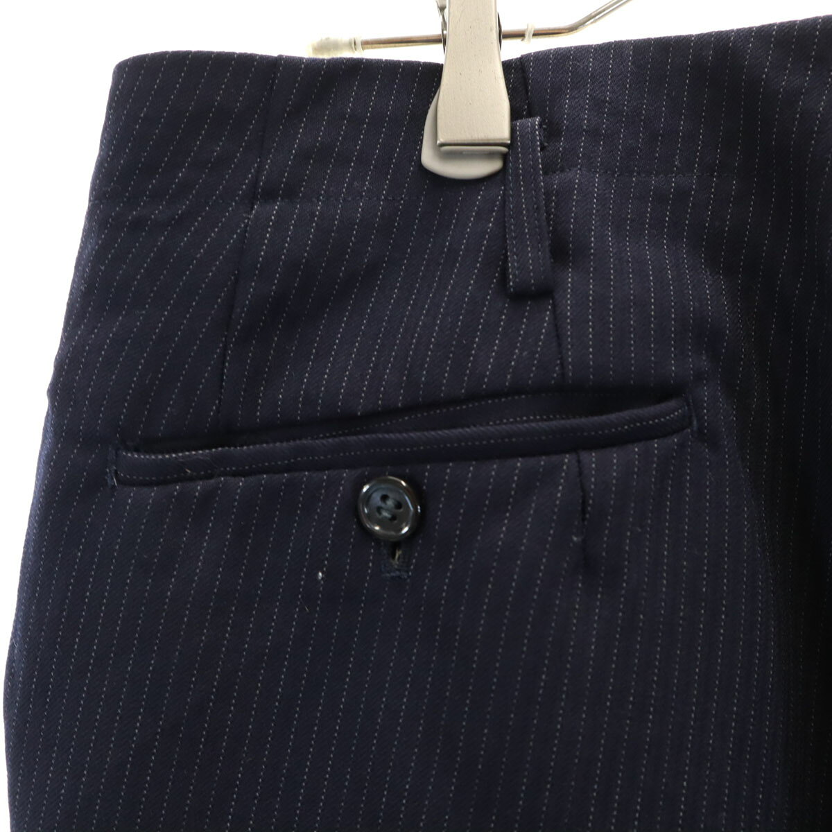 古着 70s ヴィンテージ ピンストライプ柄 スラックスパンツ ネイビー TALONジップ メンズ 【中古】