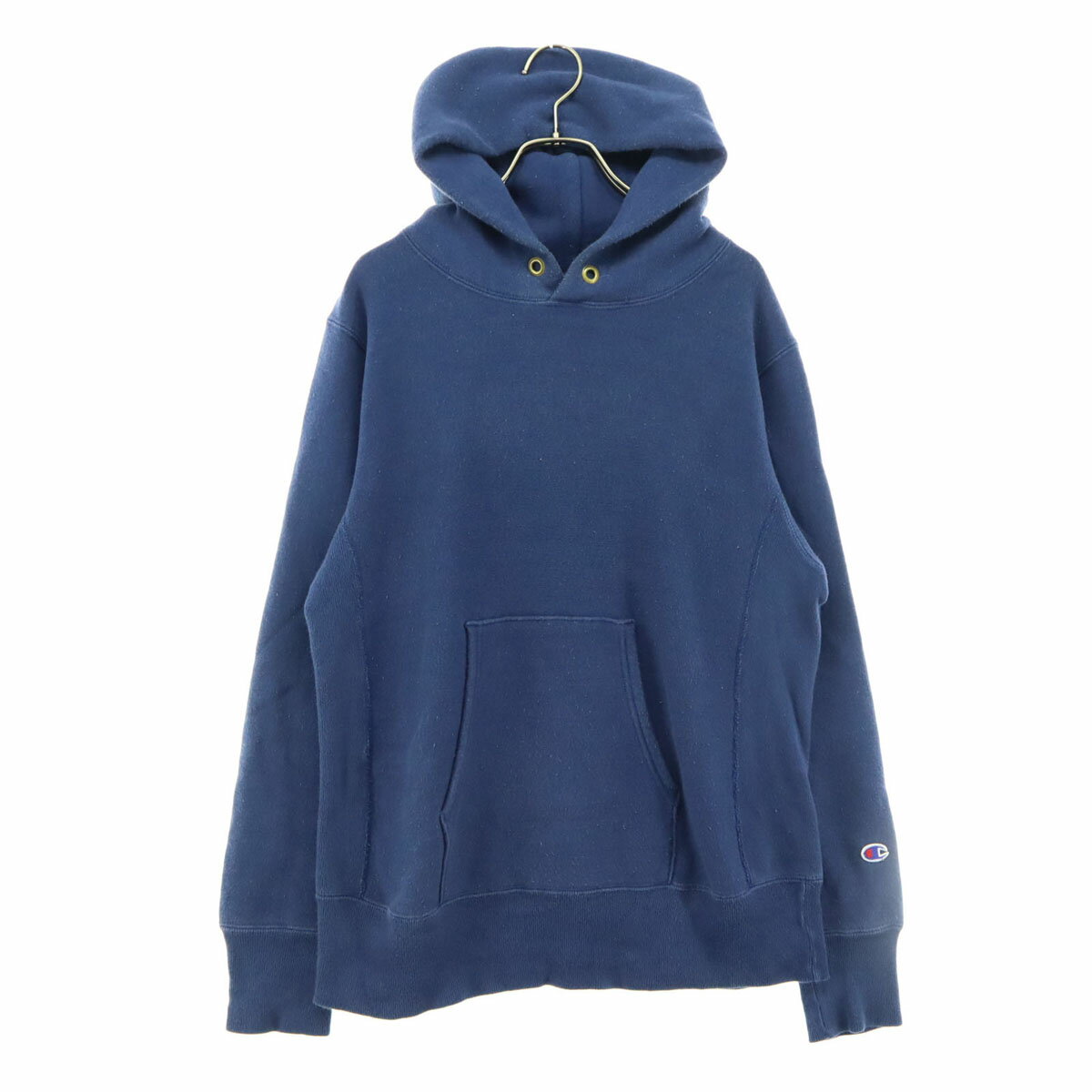 古着 Champion チャンピオン 青単 復刻 リバースウィーブ 長袖 スウェットパーカー M ネイビー メンズ 【中古】