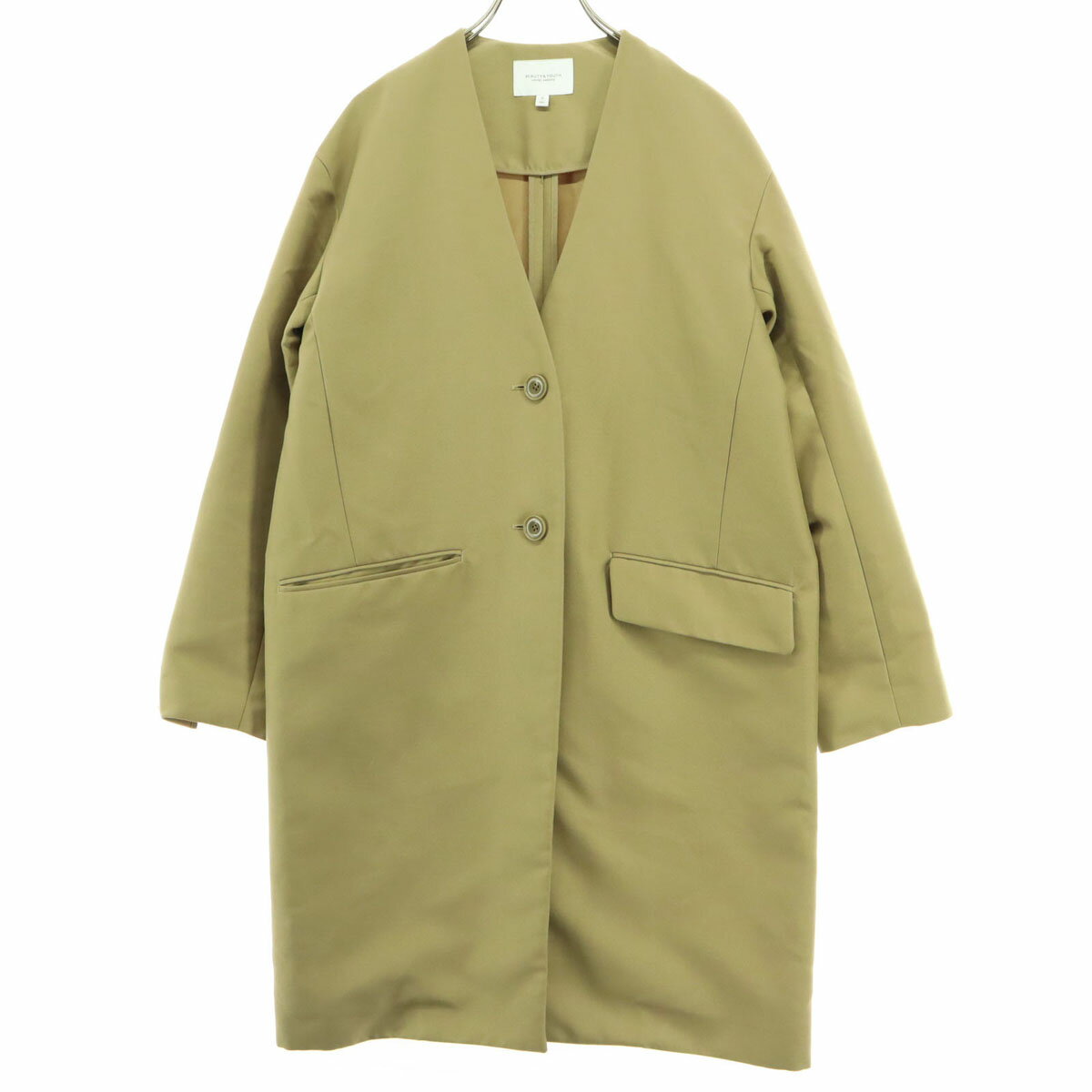 古着 美品 BEAUTY＆YOUTH ビューティーアンドユース 長袖 ノーカラー コート S ベージュ レディース 【中古】
