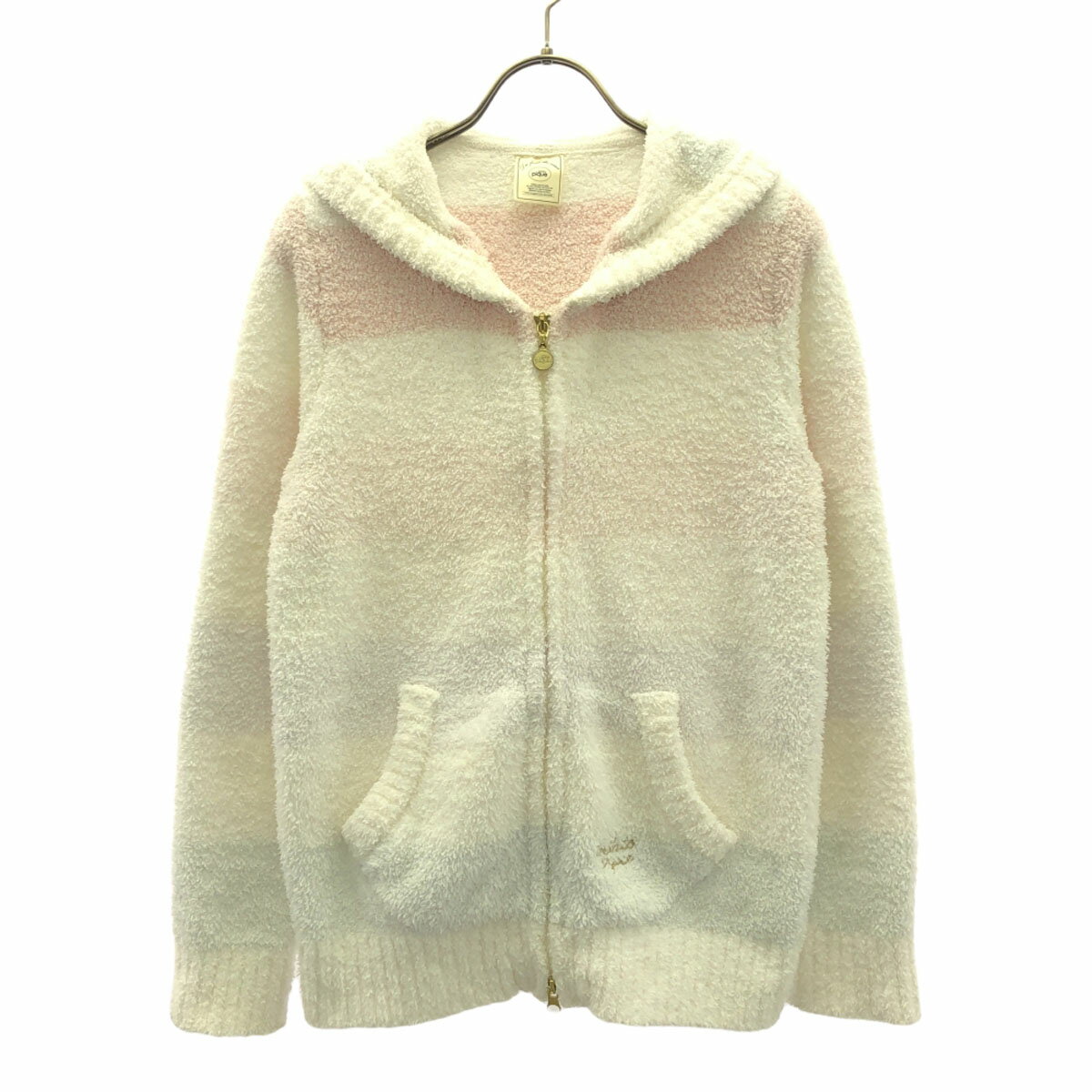 古着 gelato pique ジェラートピケ ボーダー柄 長袖 パウダー5ボーダーパーカ ルームウェア F ホワイト..