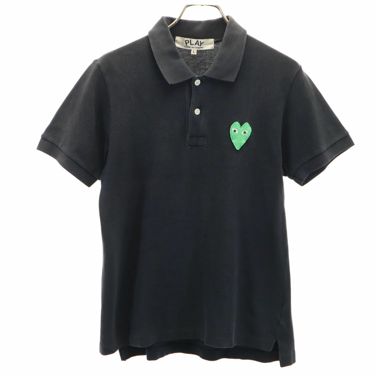 古着 PLAY COMME des GARCONS プレイコムデギャルソン 日本製 半袖 ポロシャツ L ブラック 鹿の子 レディース 【中古】