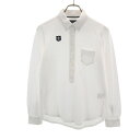 古着 PEARLY GATES パーリーゲイツ 日本製 ゴルフ 長袖 ボタンダウン ポロシャツ 1 ホワイト レディース 【中古】