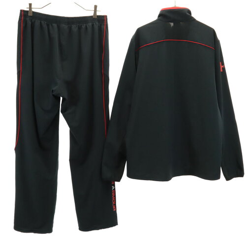 古着 UNDER ARMOUR アンダーアーマー 長袖 ジャージジャケット 上下 セットアップ L ブラック メンズ 【中古】