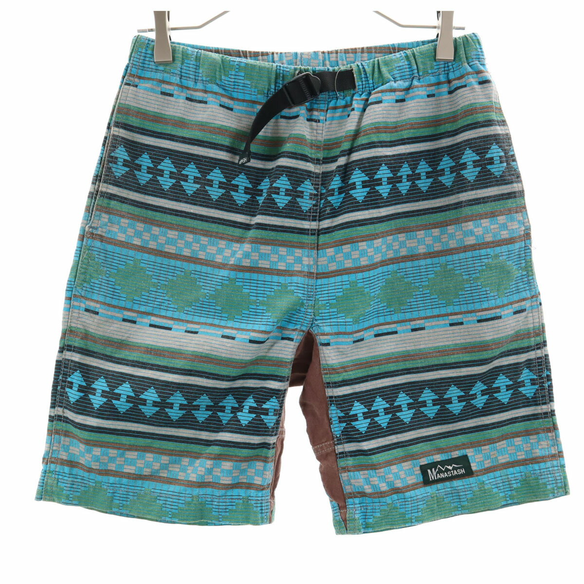 古着 MANASTASH マナスタッシュ エスニック柄 クライミングショートパンツ S 水色 アウトドア メンズ 【中古】(4)