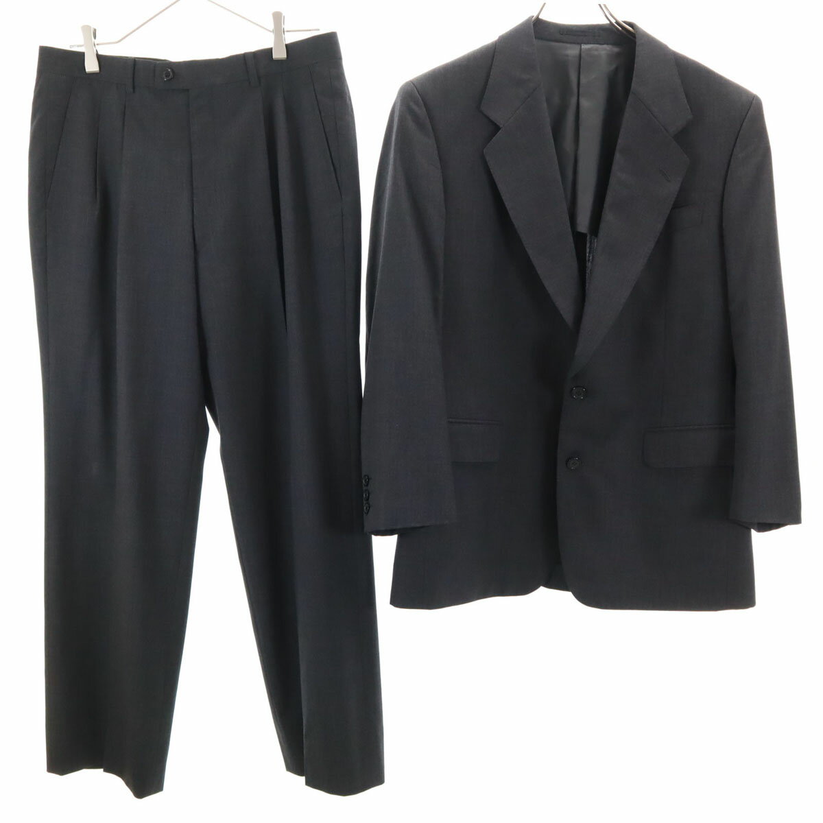 古着 LANVIN ランバン 80s 90s オールド パンツスーツ 上下 セットアップ 48 チャコールグレー メンズ 【中古】