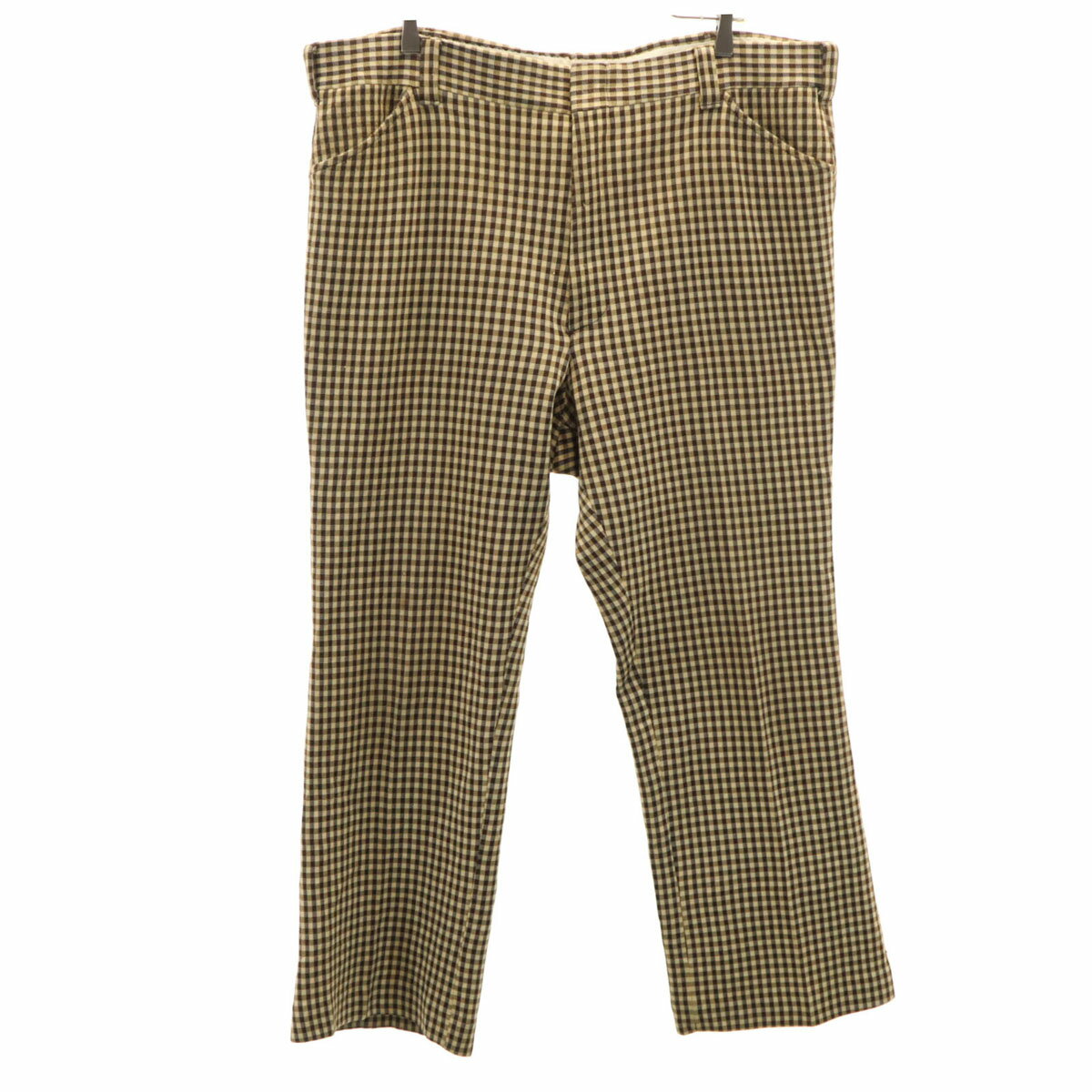 古着 70s 80s ヴィンテージ ギンガムチェック トラウザーズ パンツ W43 ベージュ メンズ 【中古】