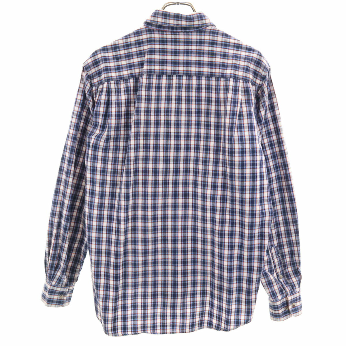 古着 FIRSTDOWN ファーストダウン チェック柄 長袖 シャツ LL ネイビー系 メンズ 【中古】