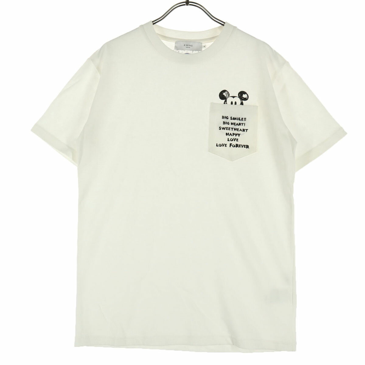 古着 B:MING ビーミング ディズニー ミッキープリント 半袖 胸ポケット Tシャツ S ホワイト BEAMS メンズ 【中古】