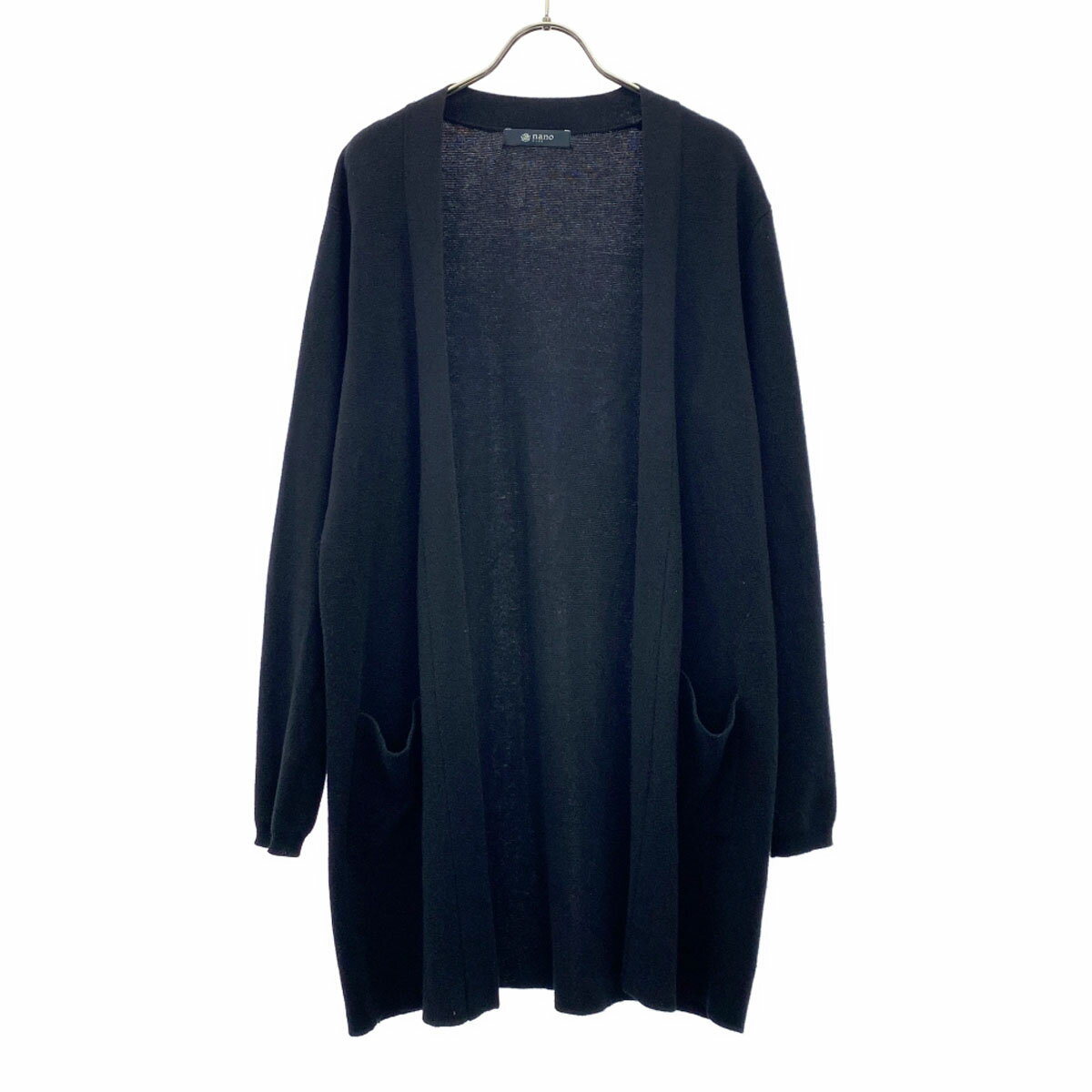 古着 nano BASE ナノベース 長袖 ロング カーディガン M ブラック ニットカーディガン メンズ 【中古】