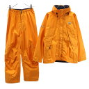 古着 mont-bell モンベル ゴアテックス ストームクルーザー レインジャケット 上下 セットアップ M パーシモン アウトドア 収納袋付き レディース 【中古】