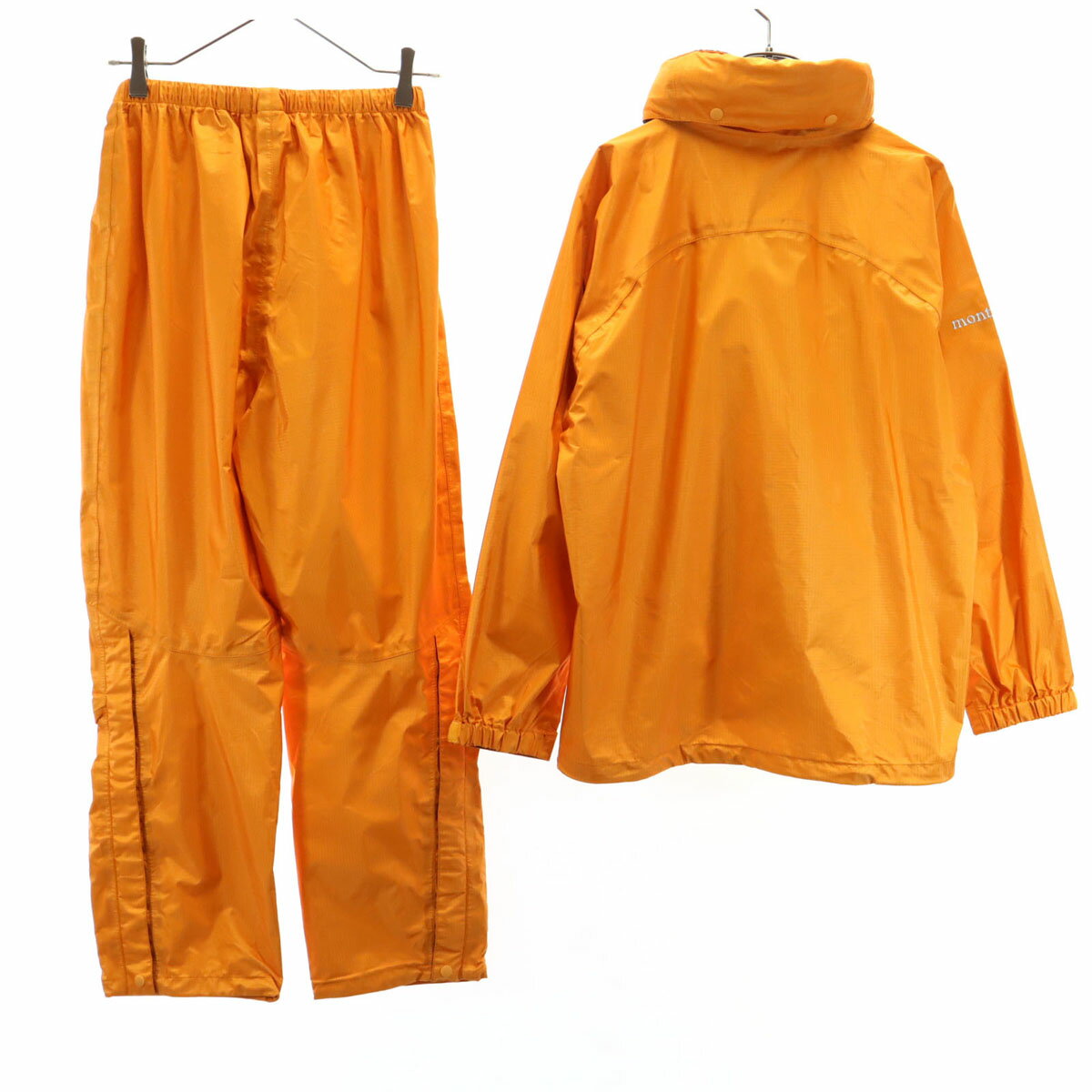 古着 mont-bell モンベル ゴアテックス ストームクルーザー レインジャケット 上下 セットアップ M パーシモン アウトドア 収納袋付き レディース 【中古】