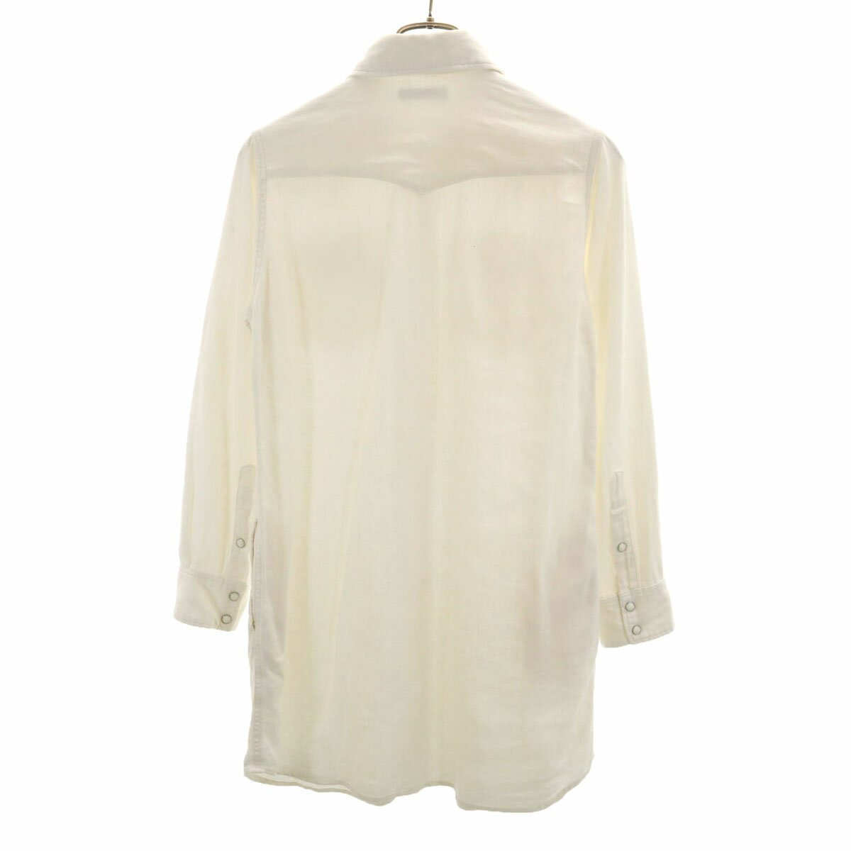 古着 BLUE BLUE ブルーブルー リネンブレンド 長袖 ウエスタンヨーク シャツワンピース S オフホワイト レディース 【中古】