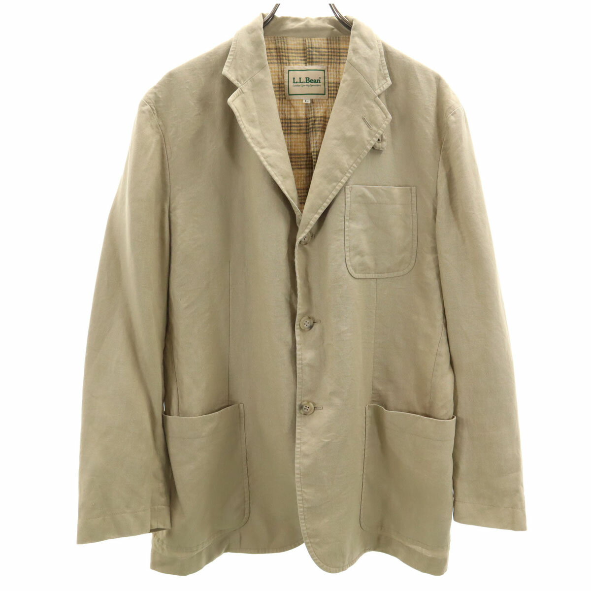 古着 L.L.Bean エルエルビーン リネン ドライバーズ ジャケット L ベージュ アウトドア メンズ 【中古】