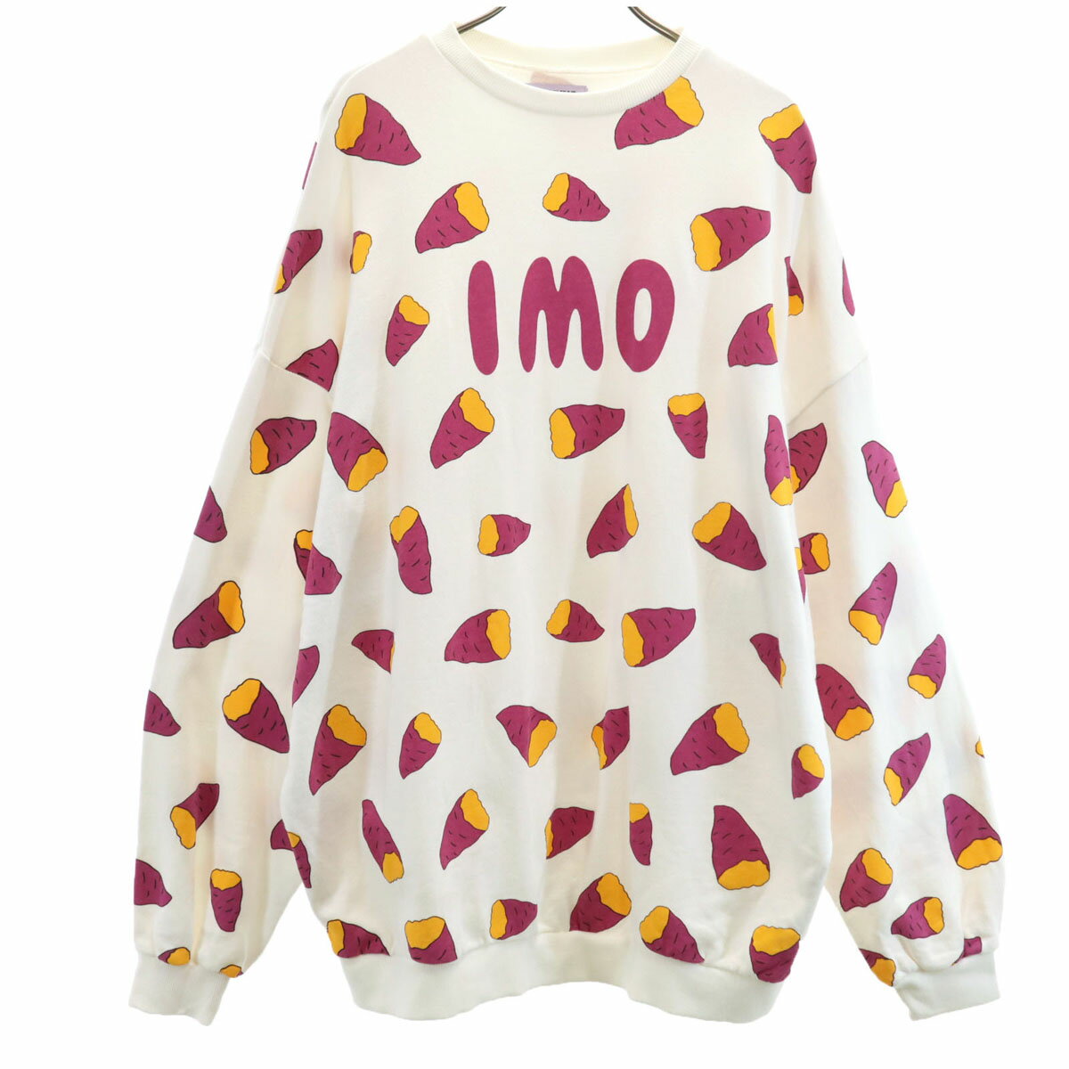 古着 PUNYUS プニュズ 芋柄 長袖 スウェット トレーナー 3 ホワイト系 ビッグサイズ レディース 【中古】のサムネイル