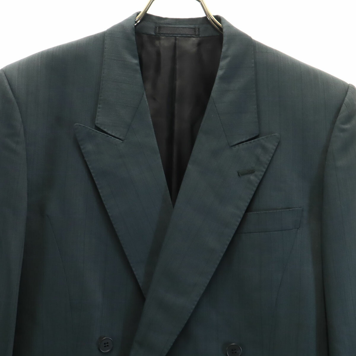 古着 Pierre Cardin ピエールカルダン ストライプ柄 スーツ 上下 セットアップ 90A4 チャコールグレー ダブルジャケット ツータックパンツ メンズ 【中古】