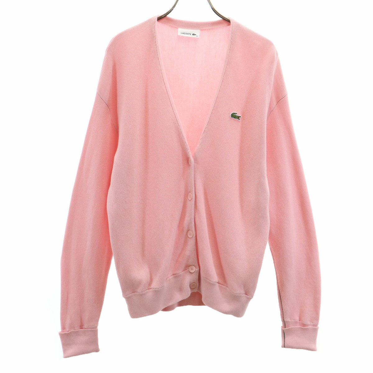 古着 LACOSTE ラコステ 長袖 ニットカーディガン 34 ピンク レディース 【中古】