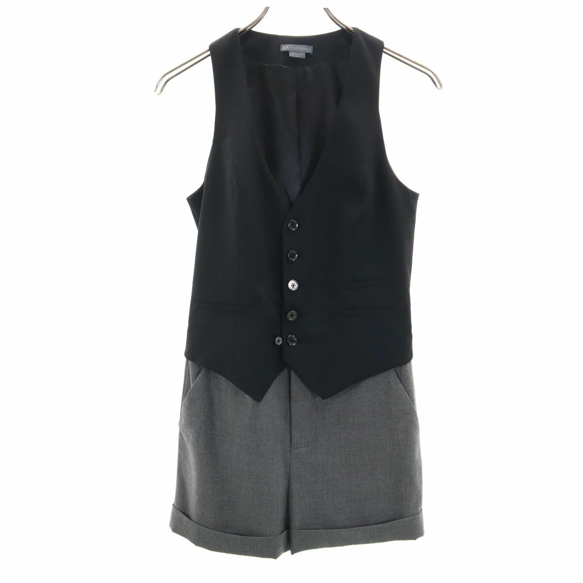 Rakuten - 古着 ARMANI EXCHANGE アルマーニエクスチェンジ ベスト ノースリーブ オールインワン 2 黒系 レディース 【中古】