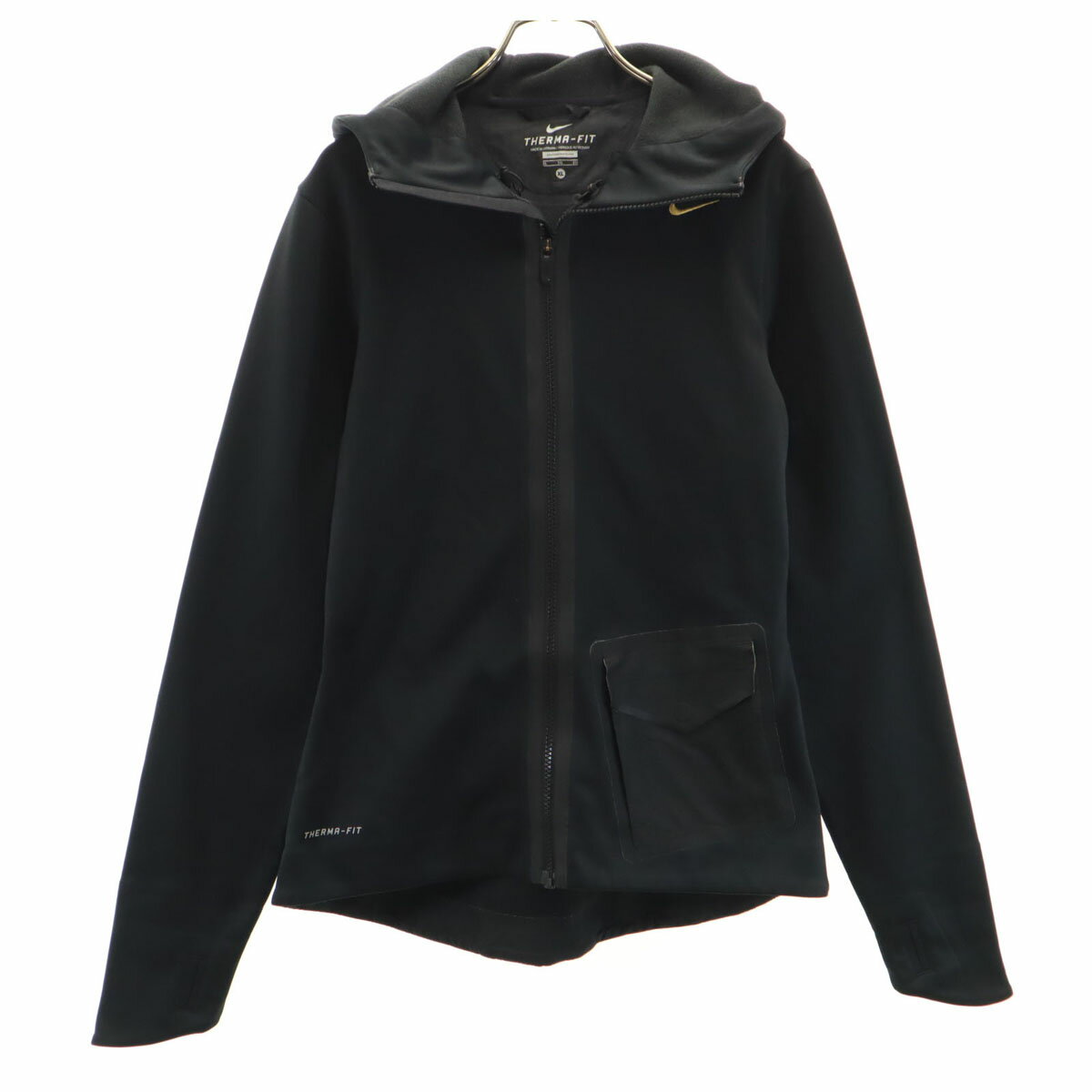 古着 NIKE ナイキ トレーニング 長袖 ジップパーカー XL チャコールブラック 裏フリース レディース 【中古】 【PD】