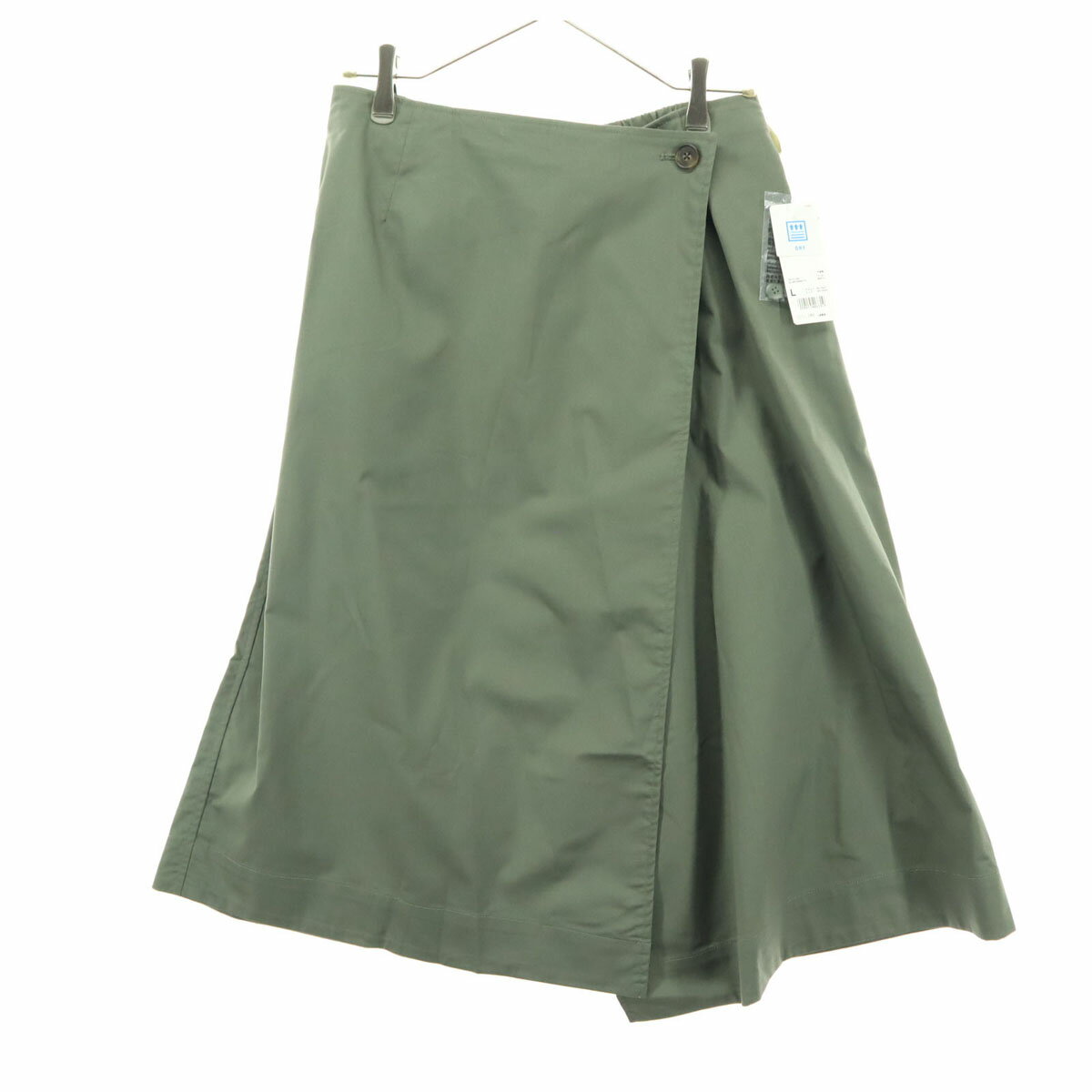 古着 未使用 UNIQLO ユニクロ ミディ丈 ラップスカート L カーキ レディース 【中古】