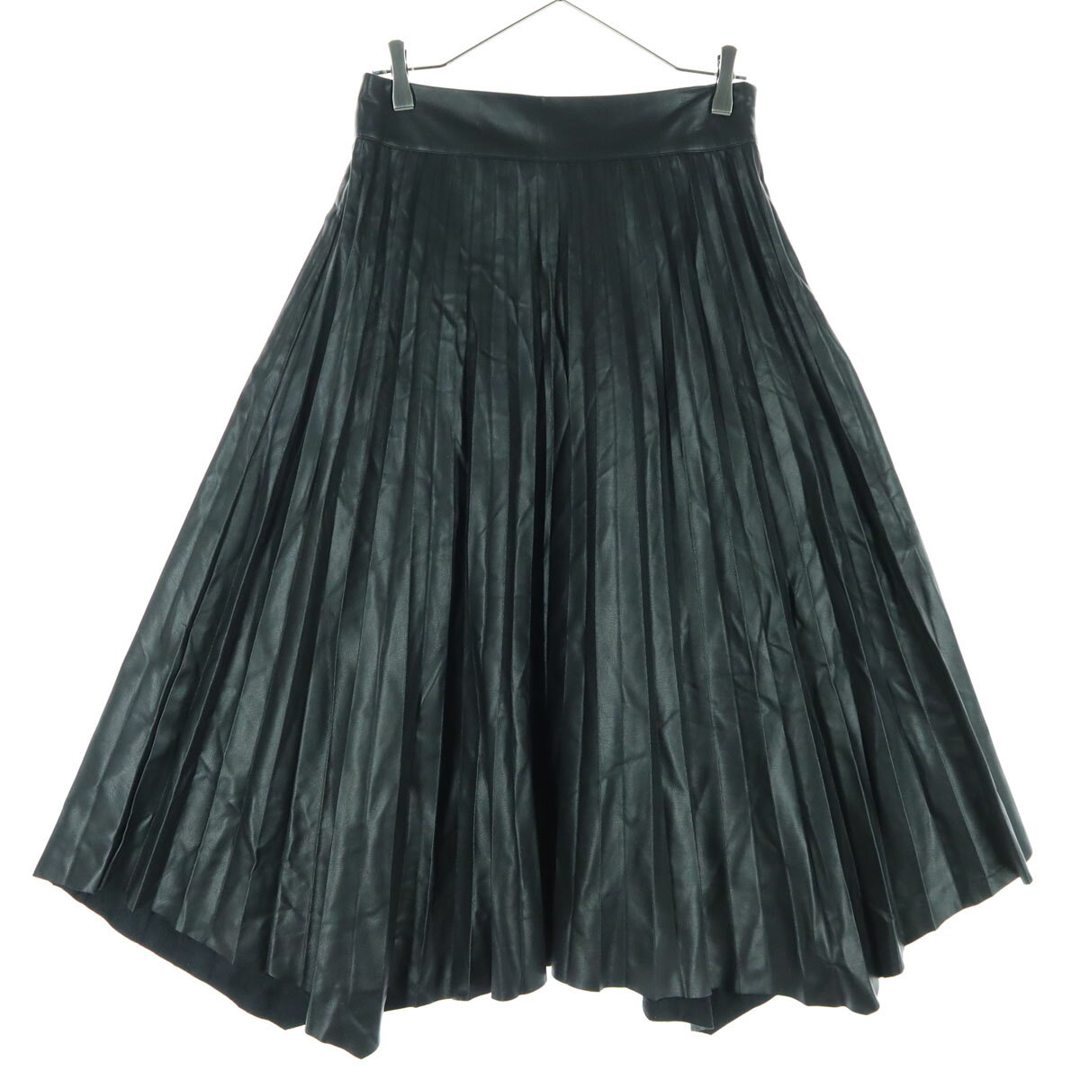 Rakuten - 古着 美品 ZARA ザラ ミモレ丈 フェイクレザー プリーツスカート M ブラック レディース 【中古】