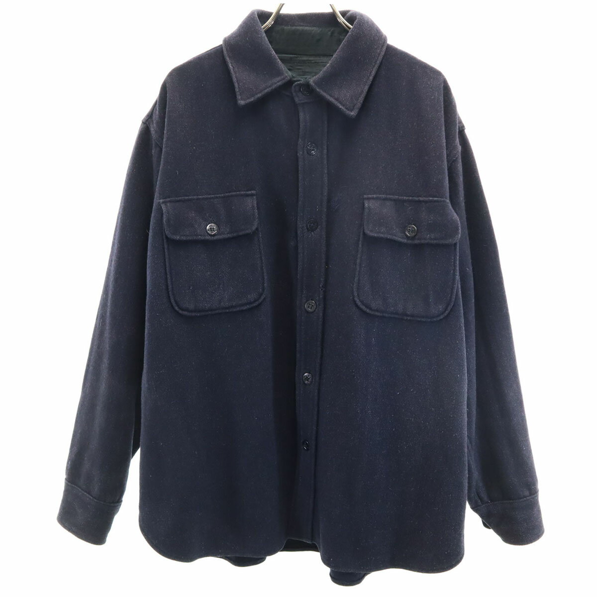 古着 70s ヴィンテージ 長袖 CPO シャツ 濃紺 アンカーボタン メンズ 【中古】