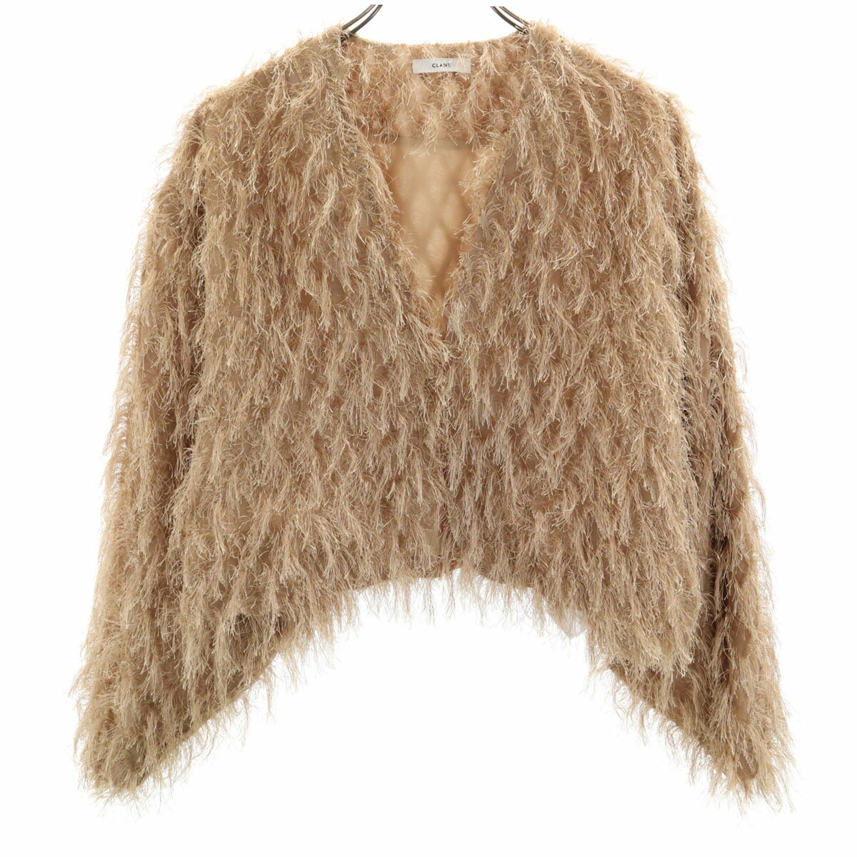 古着 CLANE クラネ 長袖 クロスフリンジ ボレロ 2 ベージュ レディース 【中古】