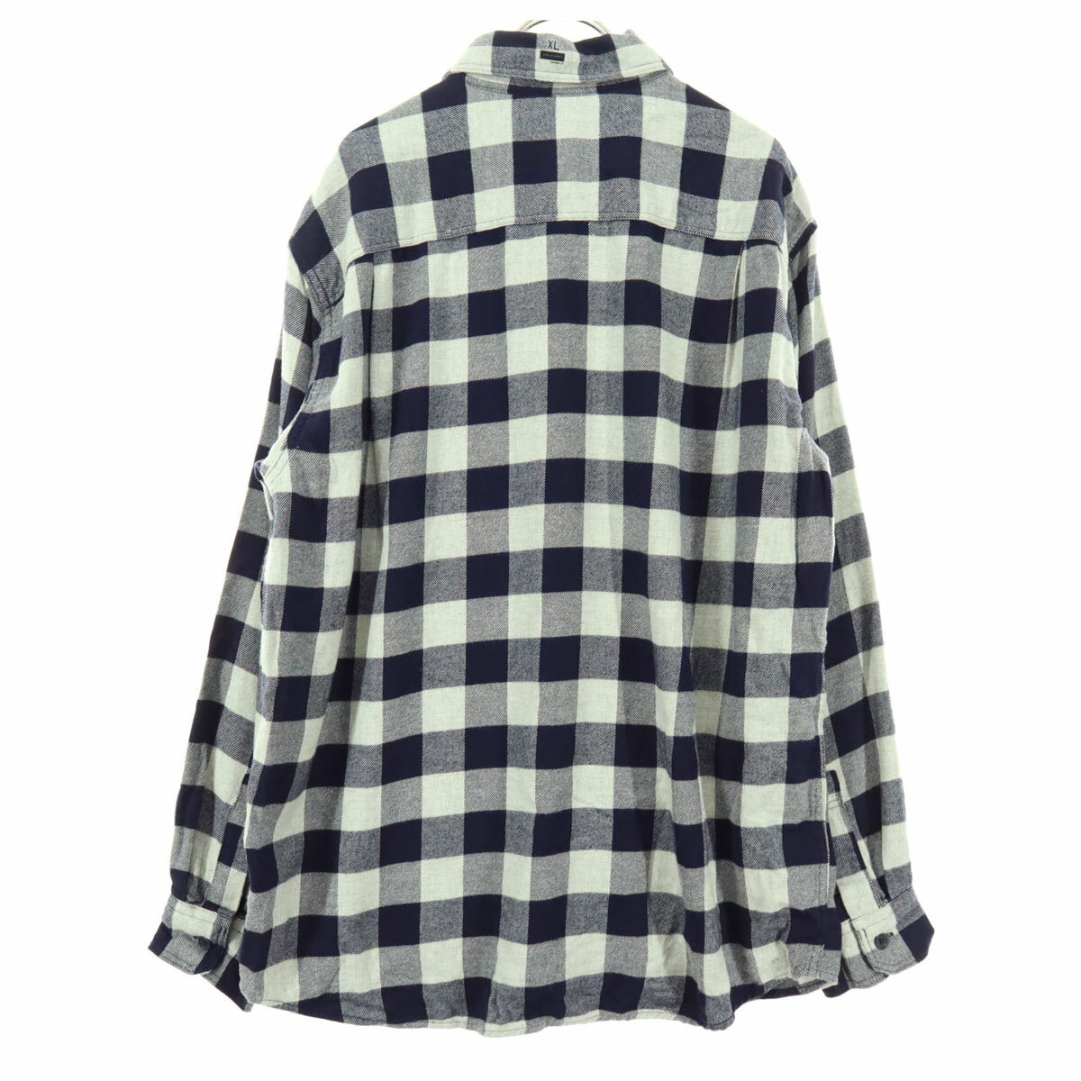 古着 未使用 UNIQLO ユニクロ ブロックチェック 長袖 ネルシャツ XL ネイビー メンズ 【中古】