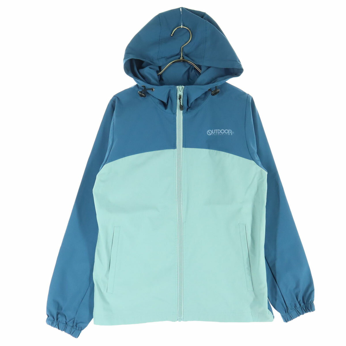 古着 美品 OUTDOOR アウトドア フード付 ウインドブレーカー S ブルー メンズ 【中古】