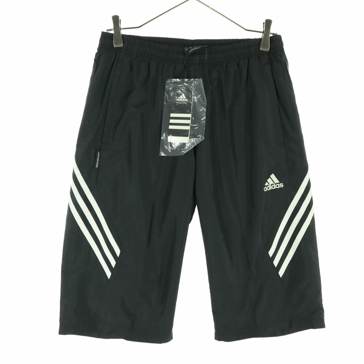 古着 未使用 adidas アディダス ワンポイントロゴ ハーフパンツ M ブラック メンズ 【中古】