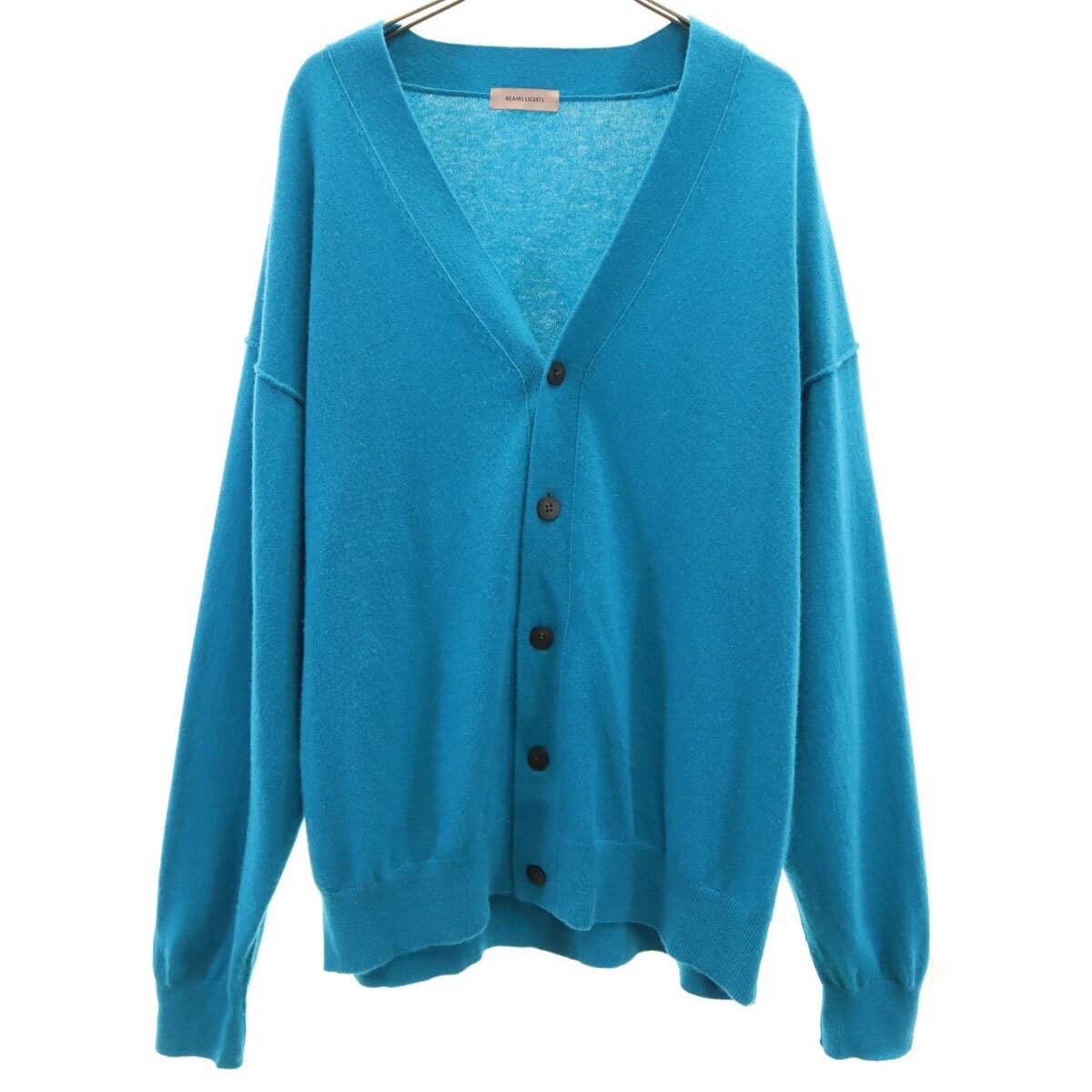 古着 美品 BEAMS LIGHTS ビームスライツ カシミヤ100％ 長袖 Vネック ニットカーディガン L 水色 メンズ 【中古】