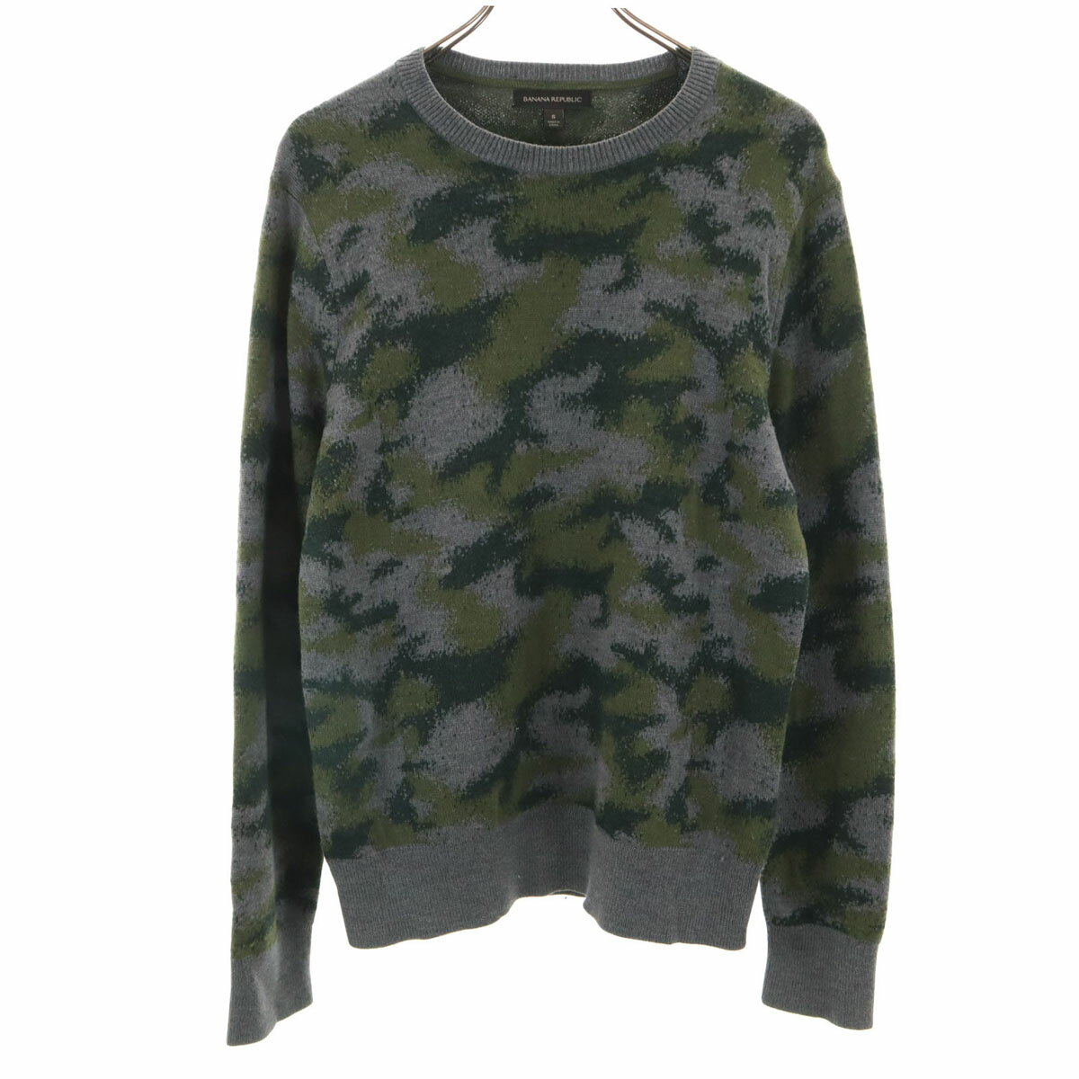古着 Banana Republic バナナリパブリック カモフラ柄 長袖 セーター S グレー ニット メンズ 【中古】(4)