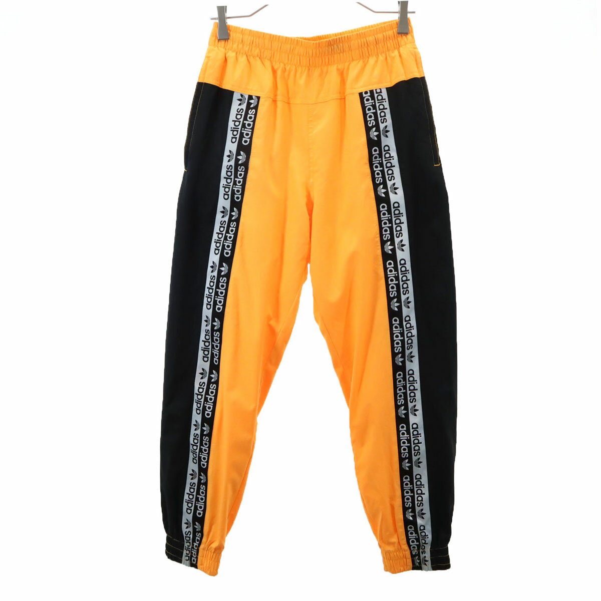 古着 adidas Originals アディダスオリジナルス トレフォイルロゴ ウインドパンツ M オレンジ レディー..