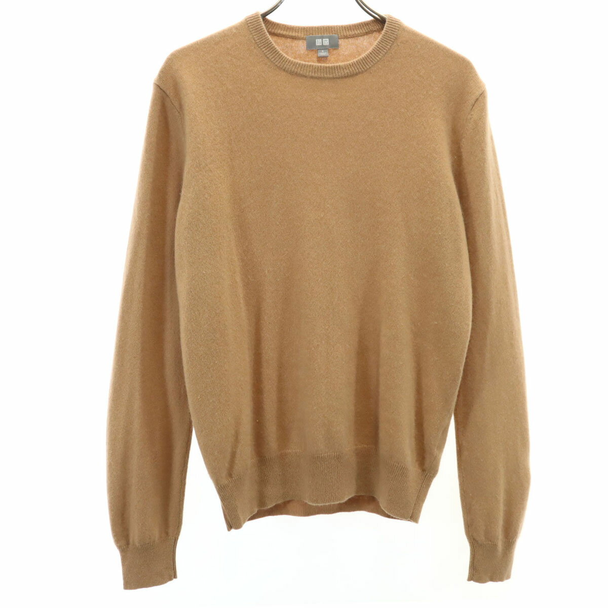 古着 UNIQLO ユニクロ カシミヤ100％ 長袖 セーター S ベージュブラウン ニット メンズ 【中古】