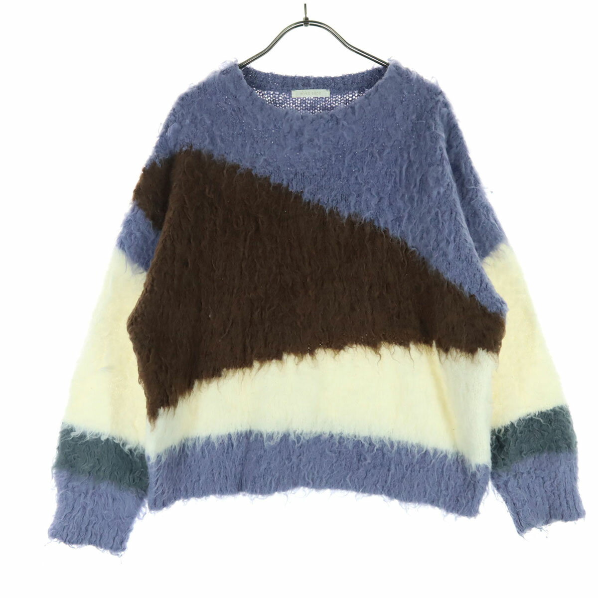 樂天商城 - 古着 美品 ehka sopo エヘカソポ マルチカラー 長袖 モヘア風 ニット F パープル セーター レディース 【中古】