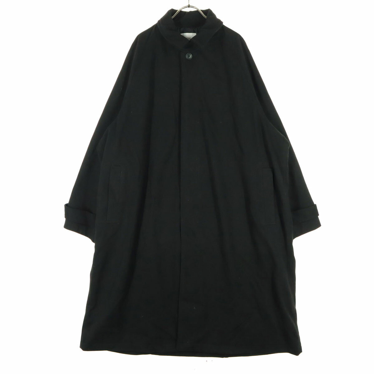 古着 美品 remer リメール 長袖 ステンカラーコート L ブラック メンズ 【中古】