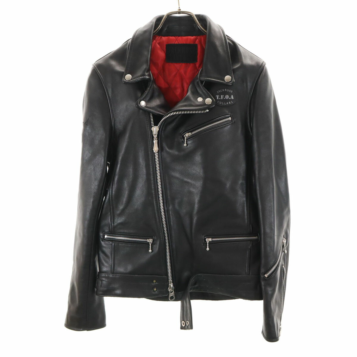 古着 JACKROSE VINTAGE ジャックローズ ヴィンテージ COLLARS カラーズ コラボ 武装戦線 T.F.O.A 牛革レザー ダブルライダースジャケット 3 ブラック メンズ 【中古】