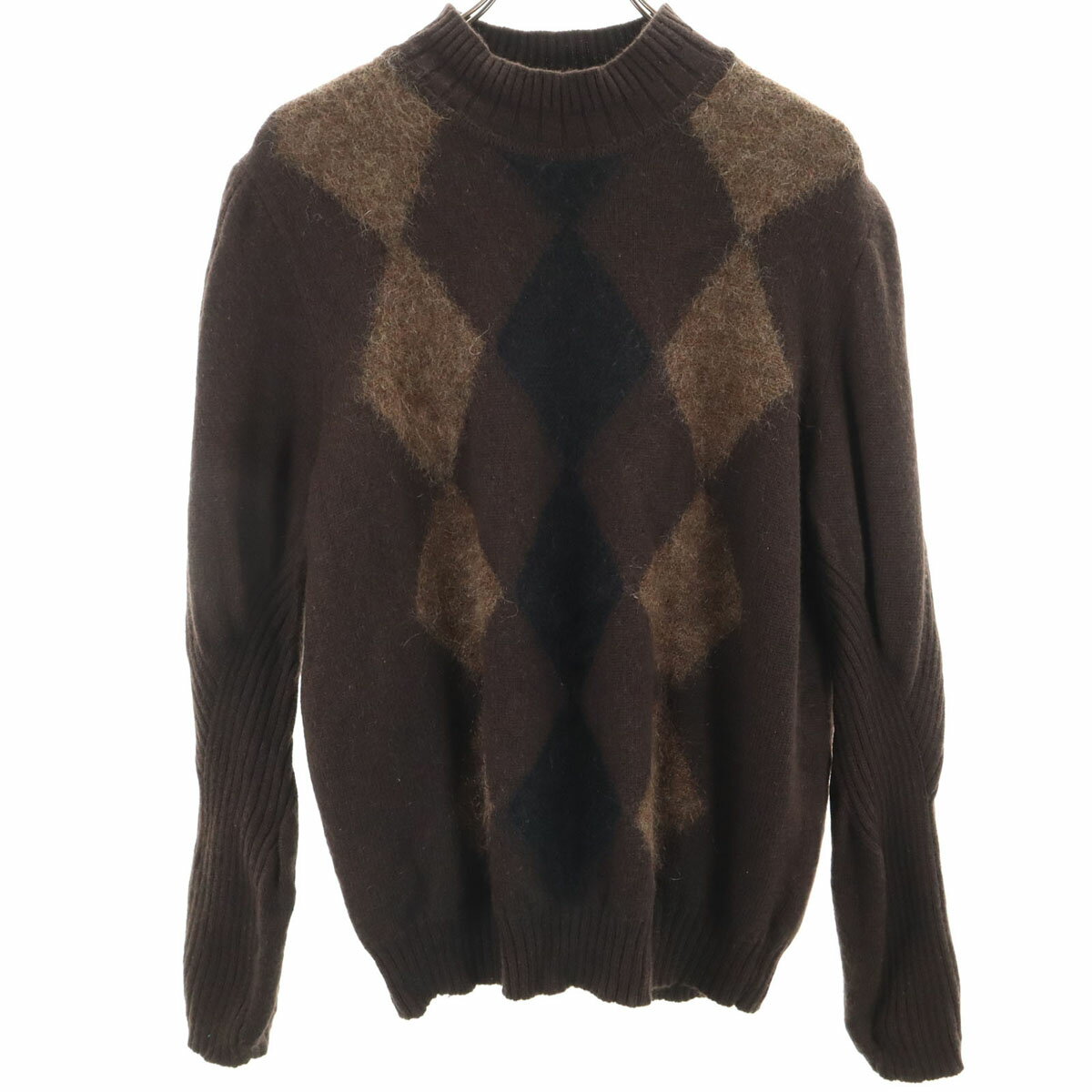 古着 VERRI 90s イタリア製 ウールブレンド オールド アーガイル柄 長袖 セーター ブラウン メンズ 【中古】