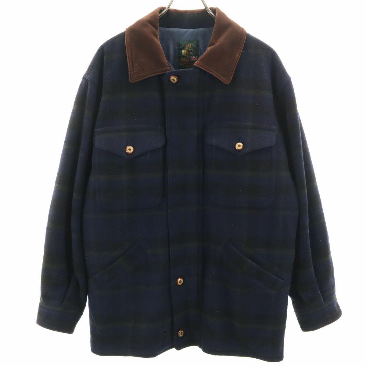 古着 Brian Kitson 日本製 チェック柄 ジャケット M ネイビー系 メンズ 【中古】