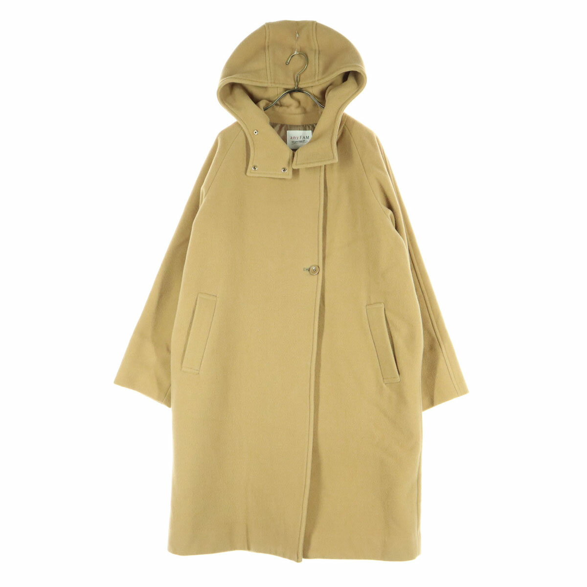 Rakuten - 古着 anyFAM エニィファム 長袖 フーディー ロングコート 3 キャメル レディース 【中古】
