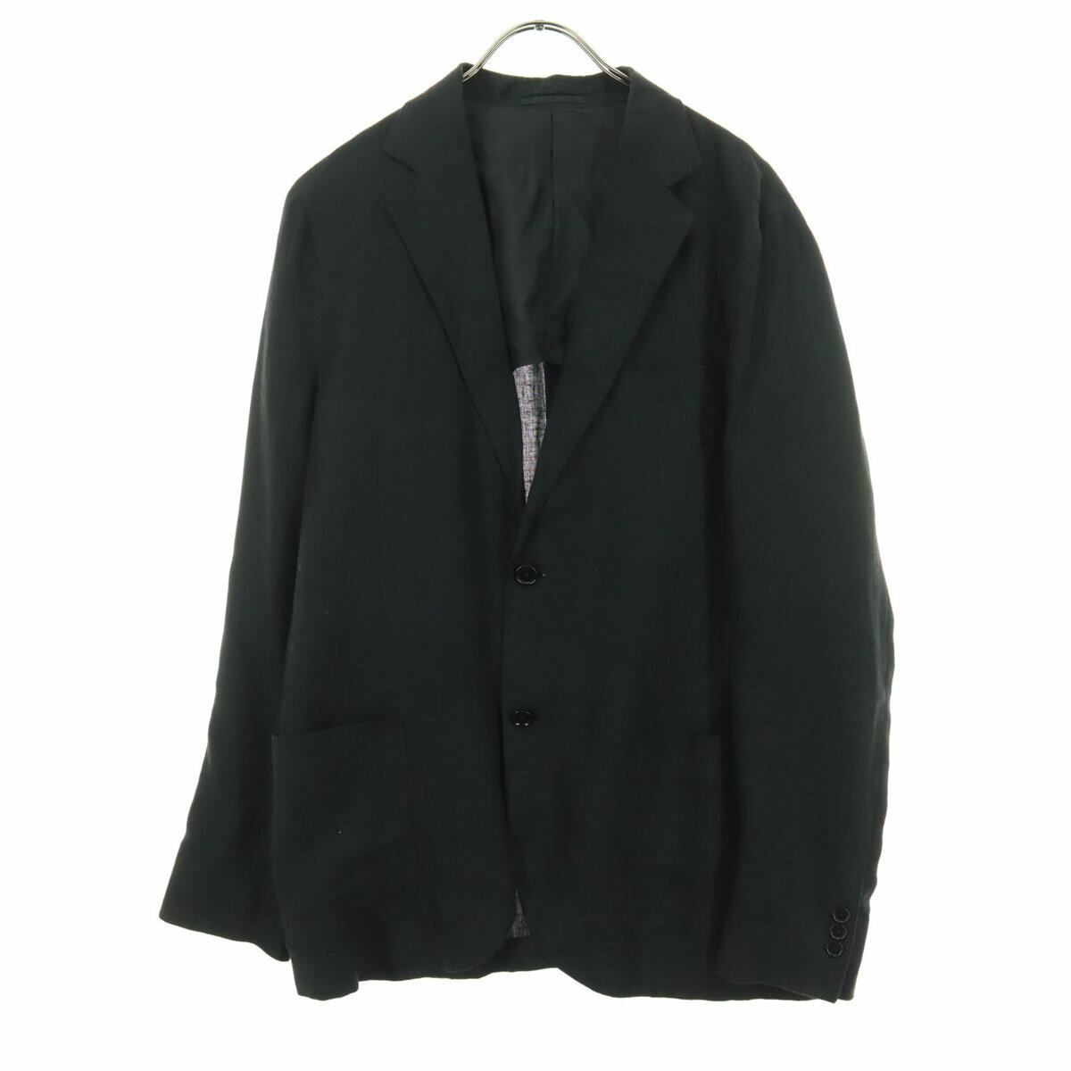 樂天商城 - 古着 UNITED ARROWS TOKYO ユナイテッドアローズ トウキョウ リネン 長袖 薄手 テーラードジャケット 50 ブラック メンズ 【中古】