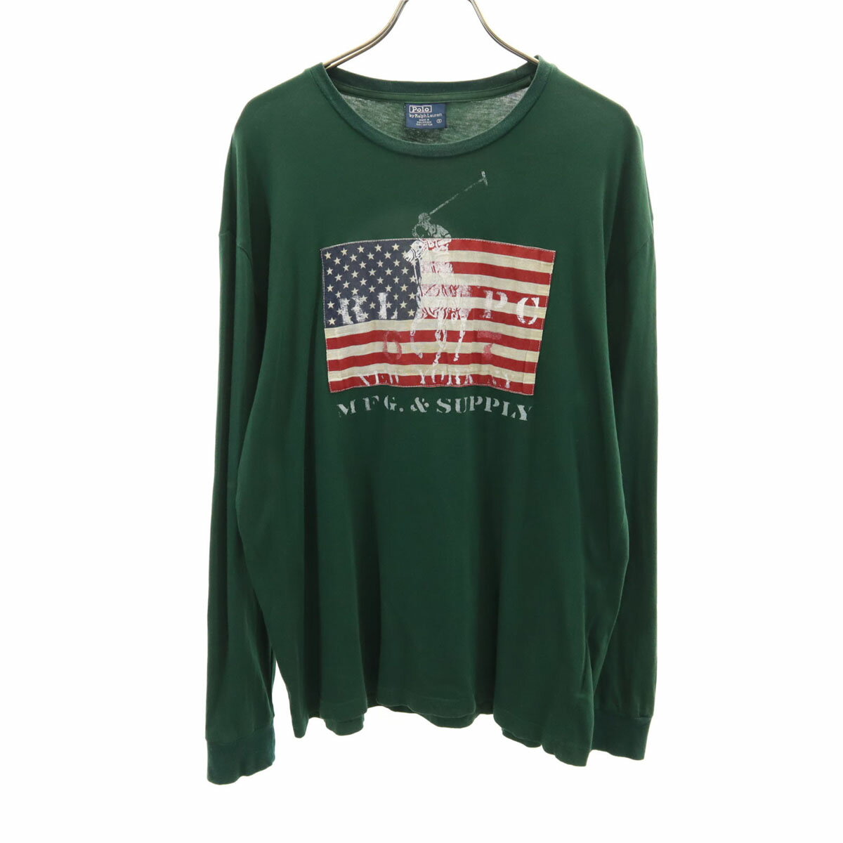 Other - 古着 Polo by Ralph Lauren ポロバイラルフローレン 星条旗 ビッグポニー 長袖 Tシャツ S グリーン ロンT メンズ 【中古】